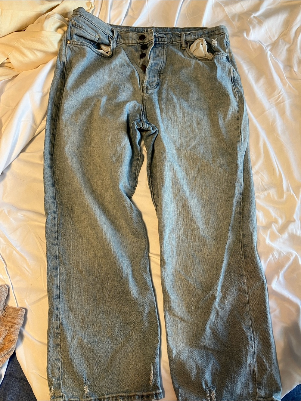 a.n.a  Washed Blue Straight Jeans